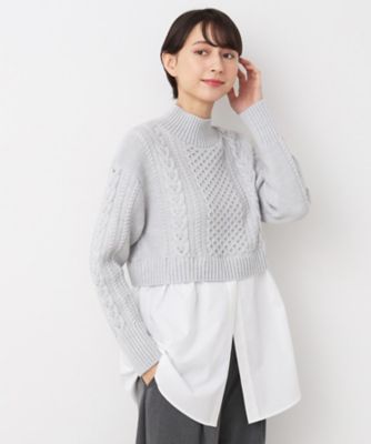 Dessin (Women)/デッサン 【洗える】シャツ付きレイヤードケーブルニット（２００２３６９７８９）