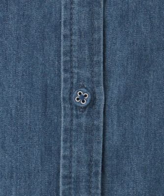 【洗える】フリルネックデニムシャツ（２００２３６９８０５）
