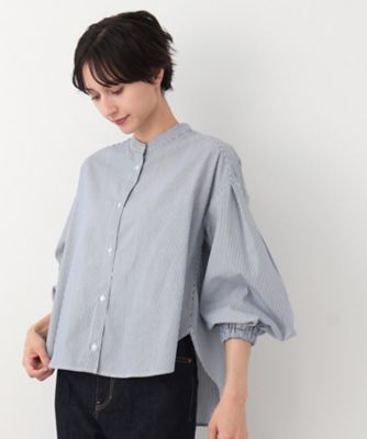 【洗える】バルーンスリーブバンドカラーシャツ（ＸＳ～Ｌ）（２００２３６９８０８）