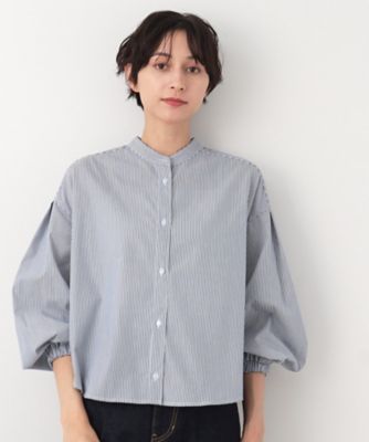 【洗える】バルーンスリーブバンドカラーシャツ（ＸＳ～Ｌ）（２００２３６９８０８）
