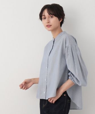 【洗える】バルーンスリーブバンドカラーシャツ（ＸＳ～Ｌ）（２００２３６９８０８）