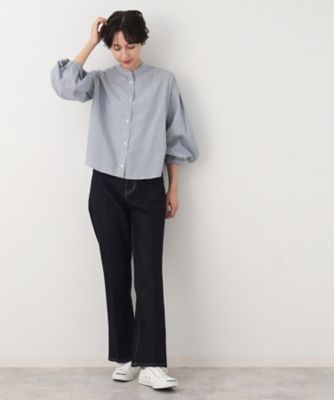 【洗える】バルーンスリーブバンドカラーシャツ（ＸＳ～Ｌ）（２００２３６９８０８）