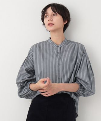 【洗える】バルーンスリーブバンドカラーシャツ（ＸＳ～Ｌ）（２００２３６９８０８）