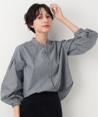 【洗える】バルーンスリーブバンドカラーシャツ（ＸＳ～Ｌ）（２００２３６９８０８）