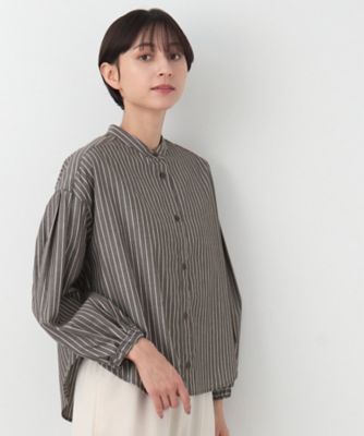 【洗える】バルーンスリーブバンドカラーシャツ（ＸＳ～Ｌ）（２００２３６９８０８）