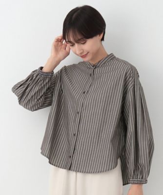 【洗える】バルーンスリーブバンドカラーシャツ（ＸＳ～Ｌ）（２００２３６９８０８）
