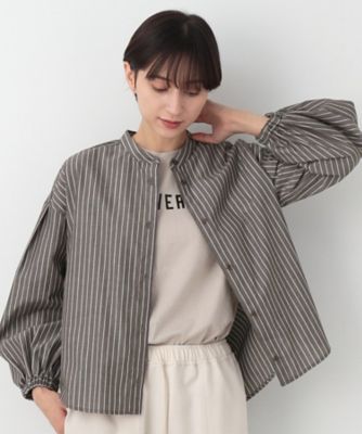 【洗える】バルーンスリーブバンドカラーシャツ（ＸＳ～Ｌ）（２００２３６９８０８）