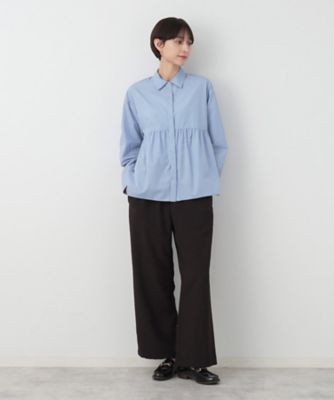 【洗える】シャツカラーペプラムブラウス（２００２３６９８１５）