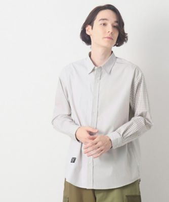 美品TOUJOURS ホワイト ストライプ シャツ　フリーサイズ　Aライン ヘアラインストライプシャツ(ワイドカラー) ブルー・LLサイズ