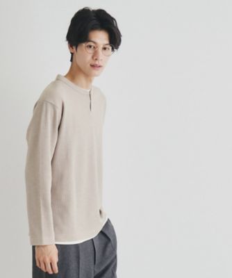 スラブワッフルフェイクレイヤード長袖Ｔシャツ（２００２３７０４６０）