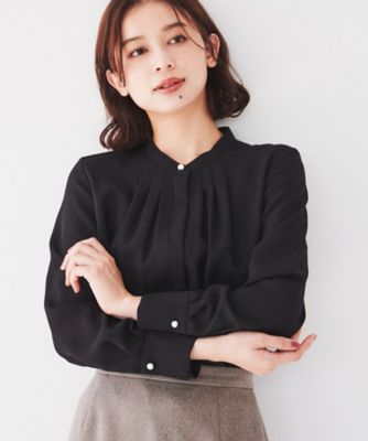 通勤スーツ／入卒／セレモニー】ジョーゼット バンドカラー