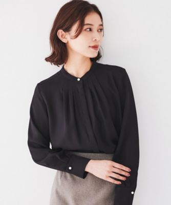 通勤スーツ／入卒／セレモニー】ジョーゼット バンドカラー