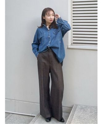 チェックワイドパンツ（２００２３７０９５５）