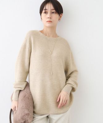 カシミヤ混／洗える／ラメ】ボートネックニット（2002372013