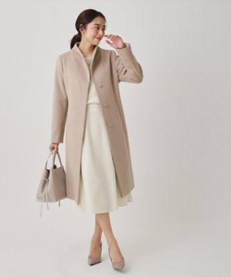 美品Burberrys カシミヤ混Aラインウールコート 日本製／フォックスファー／カシミヤ混】ファー付ウールコート