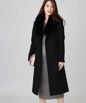 日本製／フォックスファー／カシミヤ混】ファー付ウールコート