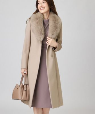 日本製／フォックスファー／カシミヤ混】ファー付ウールコート