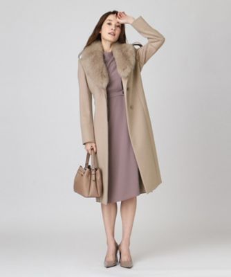 日本製／フォックスファー／カシミヤ混】ファー付ウールコート