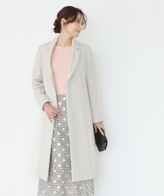 カシミア混フォックスファー襟コート セール】 ◇カシミヤ混フォックスファー襟コート （アウター