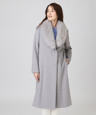 日本製／フォックスファー／カシミヤ混】ファー付ウールコート