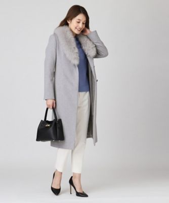 日本製／フォックスファー／カシミヤ混】ファー付ウールコート