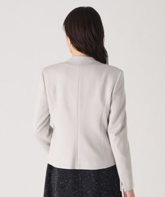 【日本製／伸縮性／着心地◎／通勤／セットアップ可】拘りの女性らしいシルエット！ノーカラージャケット（２００２３７２１０６）