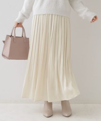 ＜COUTURE BROOCH (Women)＞【軽やか・上品なツヤ感】ピーチサテンプリーツスカート（２００２３７２７９５）