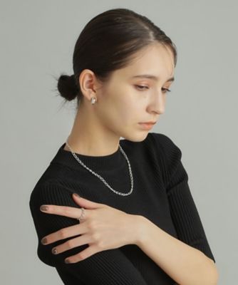 シルバー デザインチェーン ロングカーブネックレス