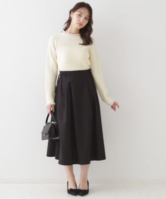 大人フェミニンを叶える】レース細ケーブルバックリボンニット