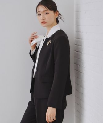 ＜OPAQUE.CLIP (Women)＞《通勤・セレモニーセットアップ対応》キーネックジャケットダブルクロス【洗濯機洗い可】（２００２３７４３３９）