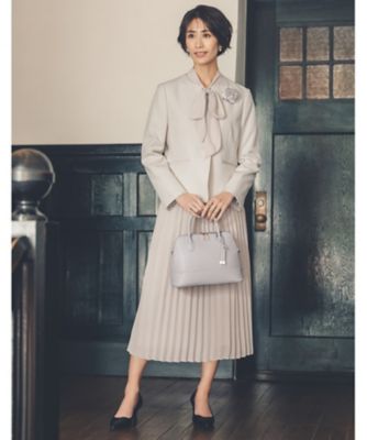 通勤・セレモニーセットアップ対応》キーネックジャケットダブルクロス