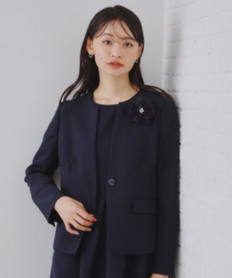 【SALE】OPAQUE.CLIP (Women)/オペークドットクリップ 《通勤・セレモニーセットアップ対応》キーネックジャケットダブルクロス(2002374339) アオ094 コート・ジャケット【三越伊勢丹/公式】