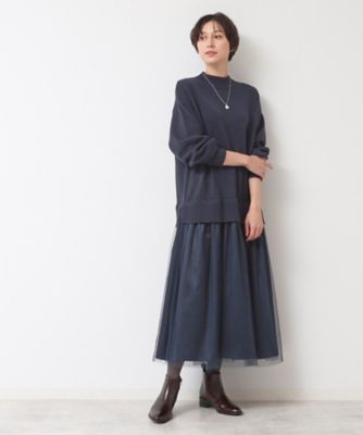 洗える】チュールスカートドッキングワンピース