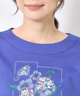 【Ｍ～４Ｌサイズ】パッチワーク＆刺繍　フラワーモチーフＴシャツ（２００２３７６３５６）