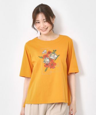【Ｍ～４Ｌサイズ】パッチワーク＆刺繍　フラワーモチーフＴシャツ（２００２３７６３５６）