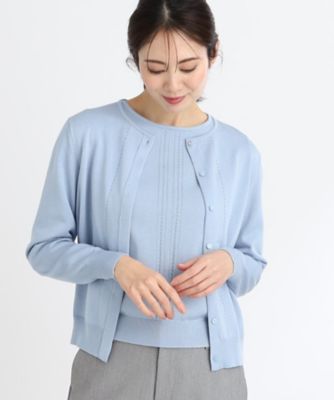 【春ＳＡＬＥ／ＷＥＢ限定カラーあり／アンサンブル可】比翼仕立てニットカーディガン（２００２３７７５０８）