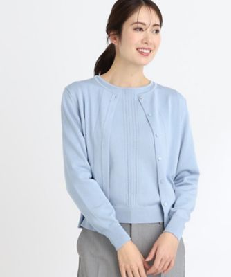 【春ＳＡＬＥ／ＷＥＢ限定カラーあり／アンサンブル可】比翼仕立てニットカーディガン（２００２３７７５０８）