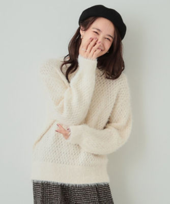 ツィード風 リボン編み ジャケット Lサイズ 手洗い可能 半天然
