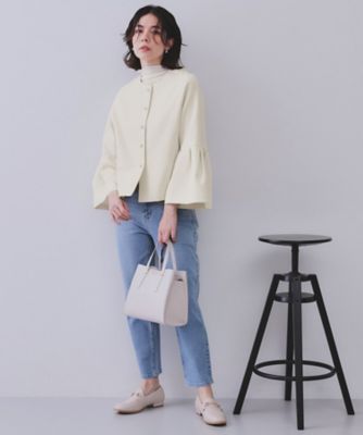 O346/美品 FAVORI ジャケット パフスリーブ パールボタン 紺 O346/美品 FAVORI ジャケット パフスリーブ パールボタン 紺