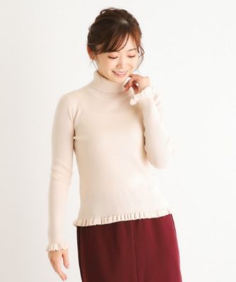 リブタートルフリルニット（2002378005） | LAURA ASHLEY