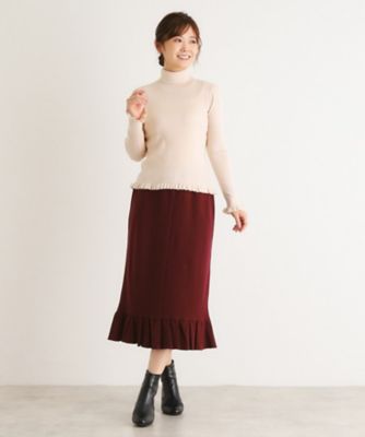 リブタートルフリルニット（2002378005） | LAURA ASHLEY