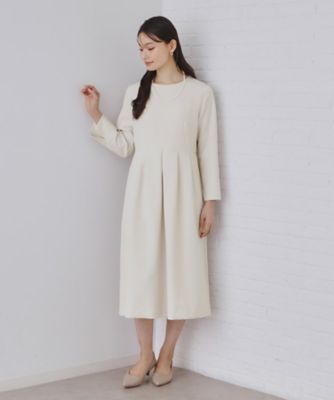 通勤・セレモニー／セットアップ対応》タックフレアワンピース／ダブル