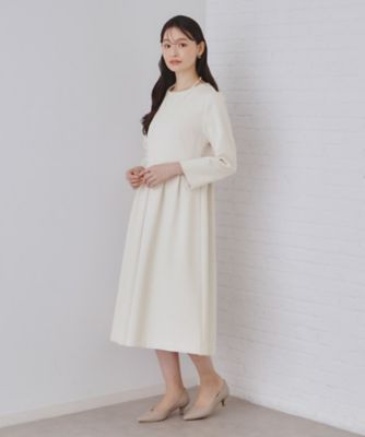 通勤・セレモニー／セットアップ対応》タックフレアワンピース／ダブル