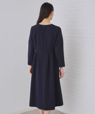 通勤・セレモニー／セットアップ対応》タックフレアワンピース／ダブル