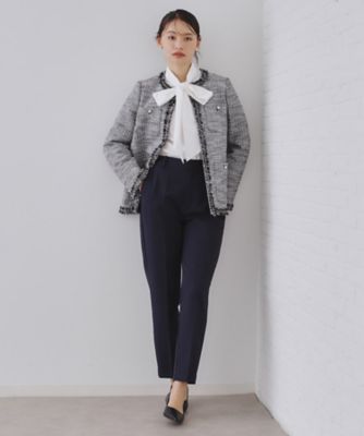 通勤・セレモニー対応》コットンツイードミドルジャケット