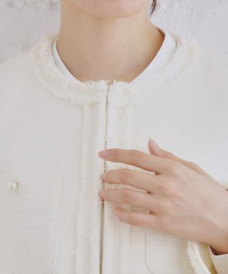 通勤・セレモニー対応》コットンツイードミドルジャケット