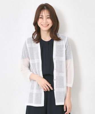 CORDIER (Women)/コルディア 【Ｍ～４Ｌサイズ／手洗い可】シャインリノ麻混ミドル丈カーディガン（２００２３７８３４６）
