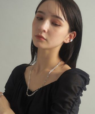 シルバー デザインチェーン フラットケーブルネックレス（55cm