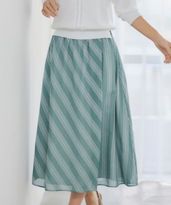 Amazon.co.jp: [KYAZJA] ストライプロングスカート ウエストゴム