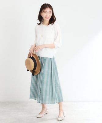 夏SALE／手洗い可】ストライプ柄シアースカート
